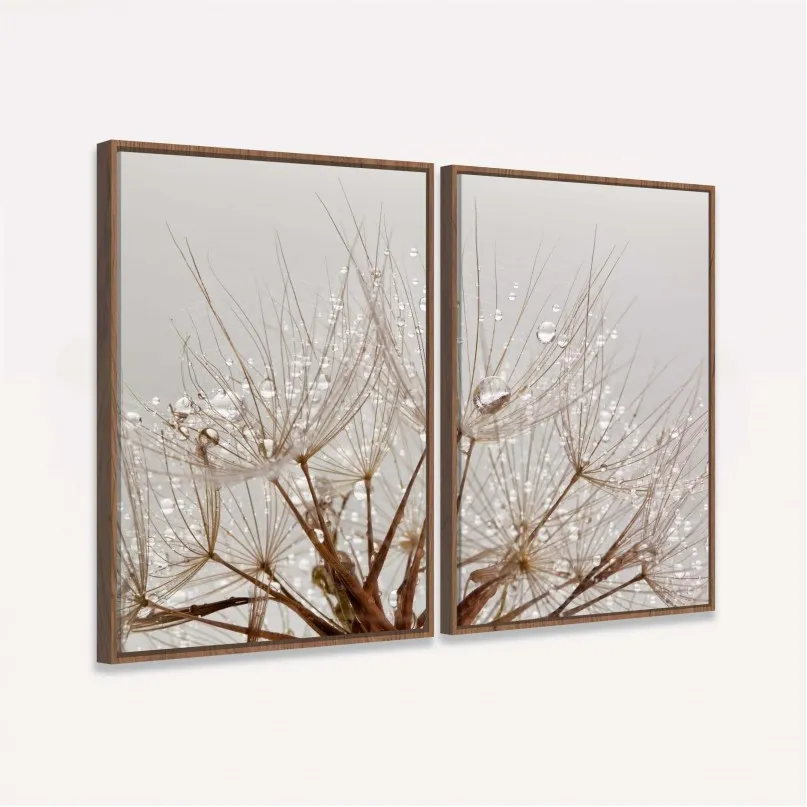 Quadro Dente de Leão Floral Gotas de Água Delicadas