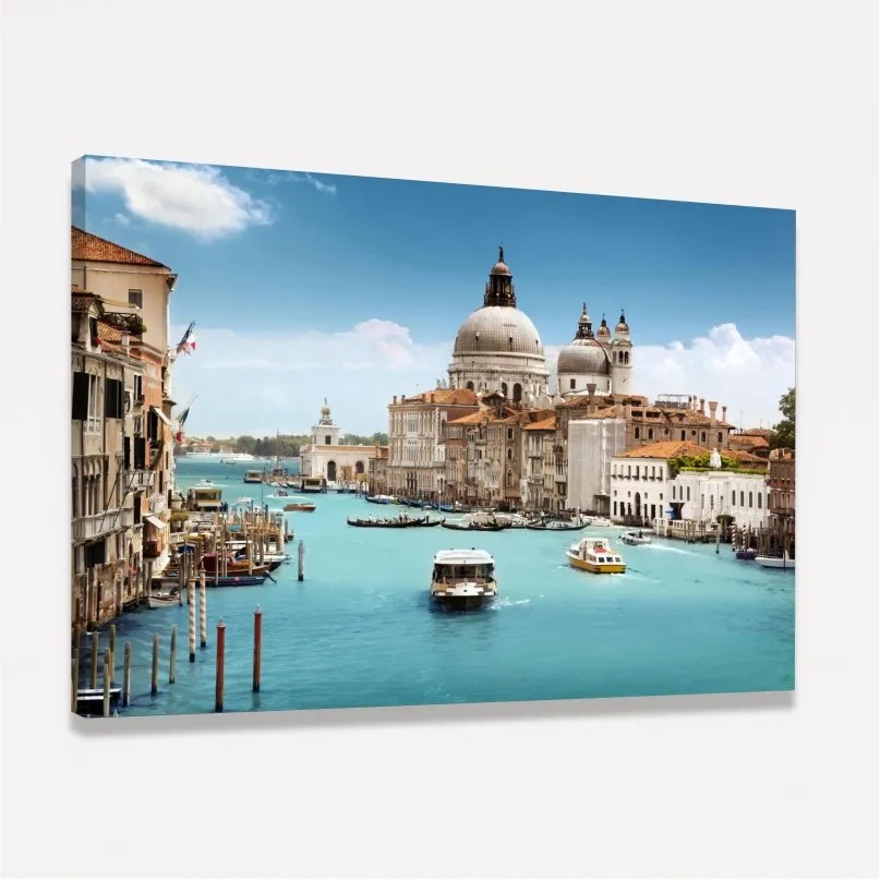 Quadro Paisagem Cidade Canal de Veneza - Lindas Águas Azuis Quadro Paisagem Cidade Canal de Veneza - Lindas Águas Azuis