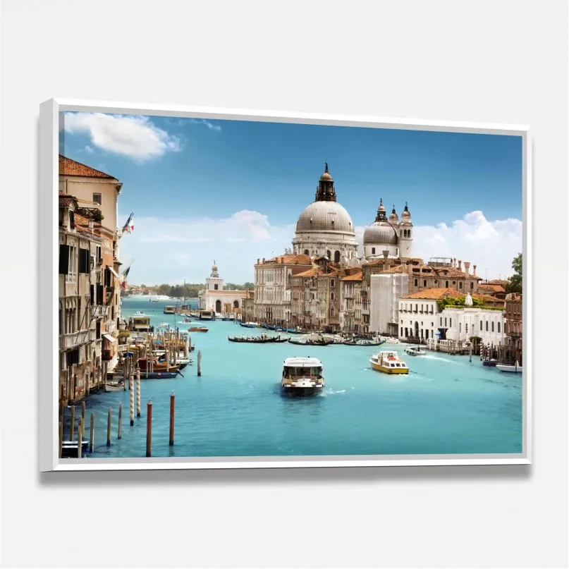 Quadro Paisagem Cidade Canal de Veneza - Lindas Águas Azuis Quadro Paisagem Cidade Canal de Veneza - Lindas Águas Azuis