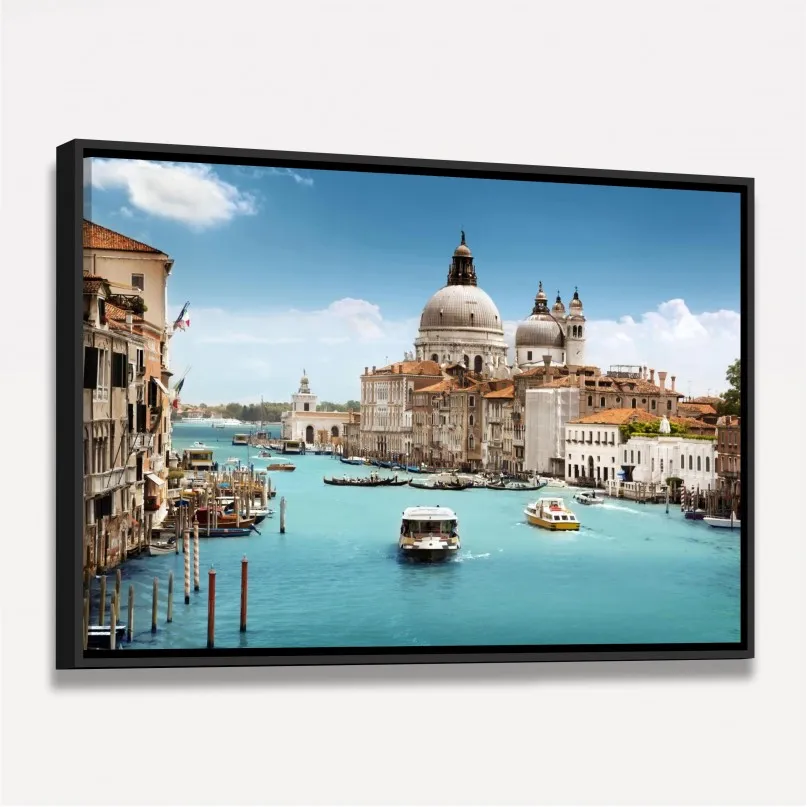 Quadro Paisagem Cidade Canal de Veneza - Lindas Águas Azuis Quadro Paisagem Cidade Canal de Veneza - Lindas Águas Azuis