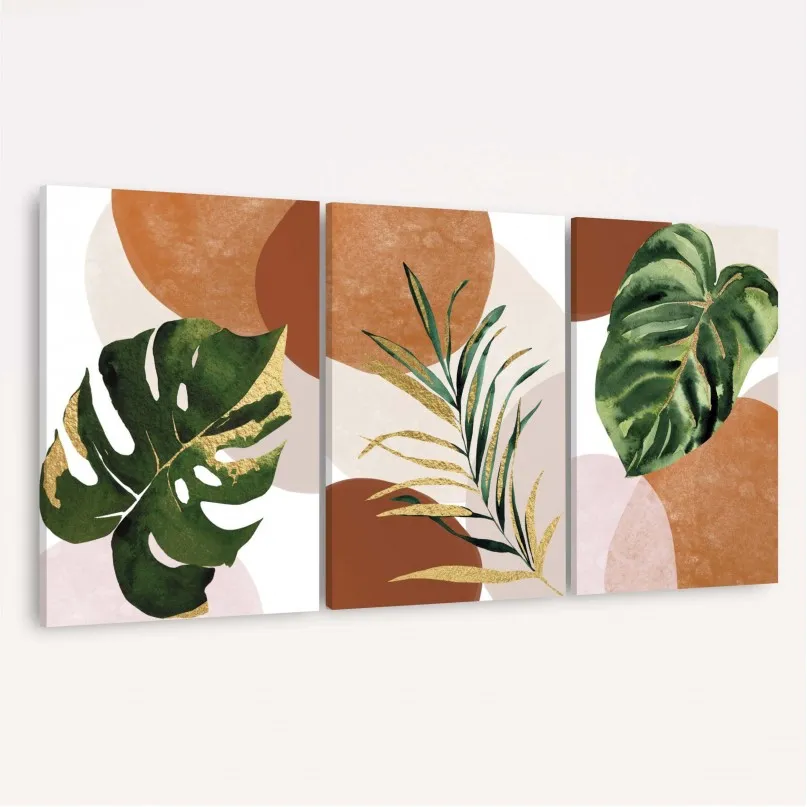 Quadro Folhas Folhagem Trio Boho decorativo