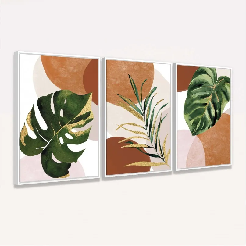 Quadro Folhas Folhagem Trio Boho decorativo