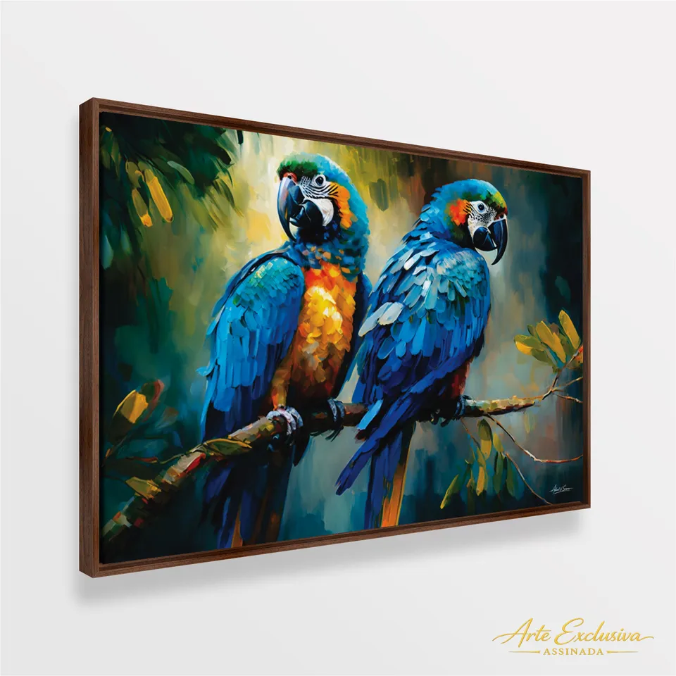 Quadro Casal Araras Azul Colorful