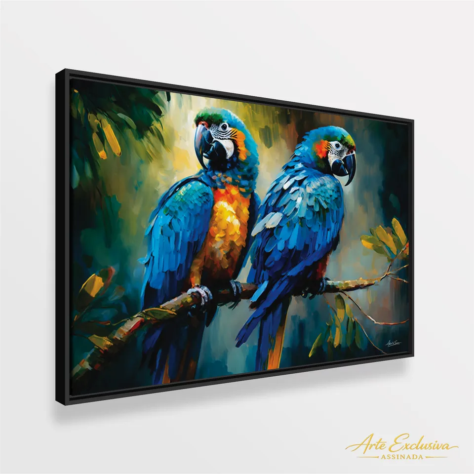 Quadro Casal Araras Azul Colorful