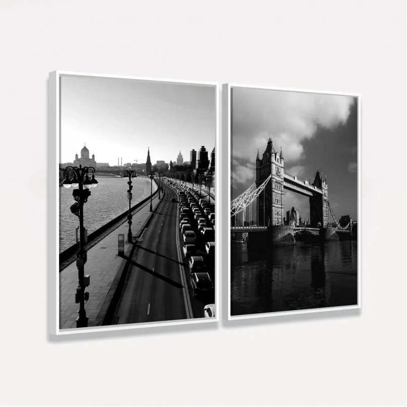 Quadro Duo Skyline of London Preto e Branco Quadro Duo Skyline of London Preto e Branco