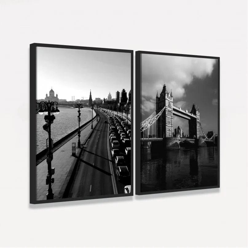 Quadro Duo Skyline of London Preto e Branco Quadro Duo Skyline of London Preto e Branco