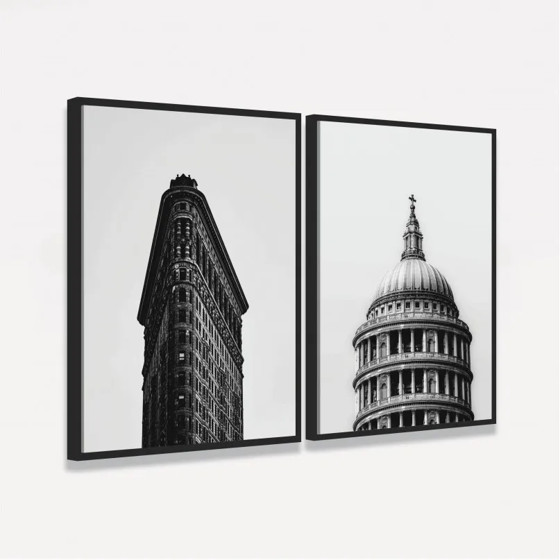 Quadro Duo Edifícios Ícones Vintage