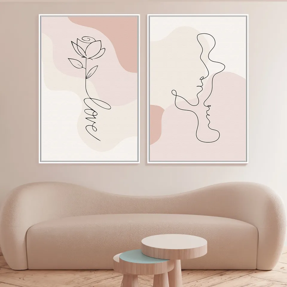 Quadro Casal Love Abstrato Minimalista