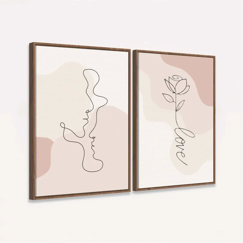 Quadro Casal Love Abstrato Minimalista
