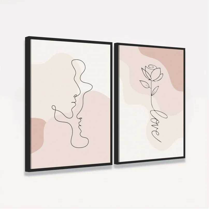 Quadro Casal Love Abstrato Minimalista