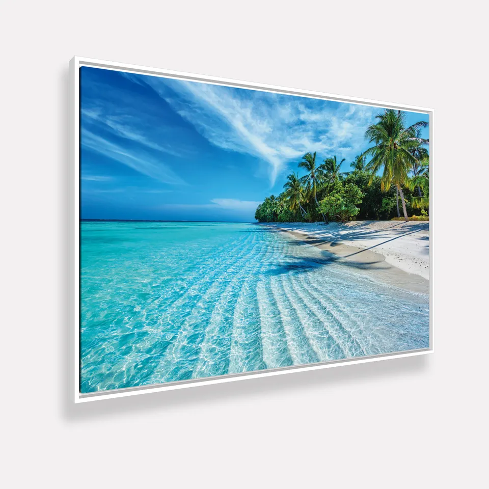 Quadro Decorativo Praia Tropical Paraíso Azul o Refúgio dos Sonhos