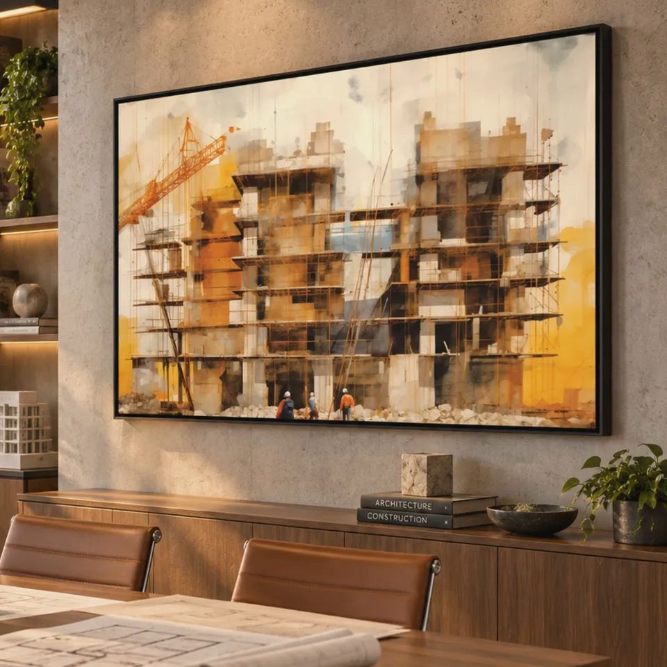 Quadro Arquitetura e Engenharia Estruturas do Amanhã Arte Abstrata 