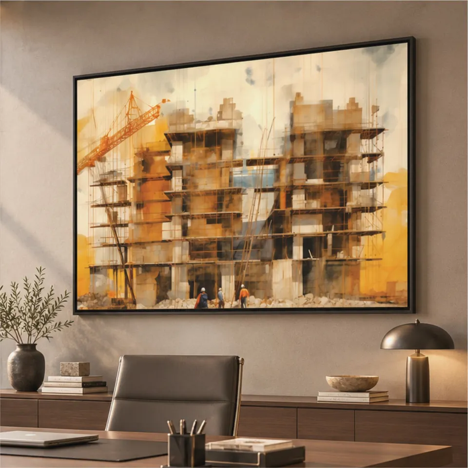 Quadro Arquitetura e Engenharia Estruturas do Amanhã Arte Abstrata 