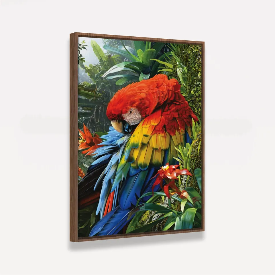 Quadro Arara Colorida na Floresta Quadro Arara Colorida na Floresta