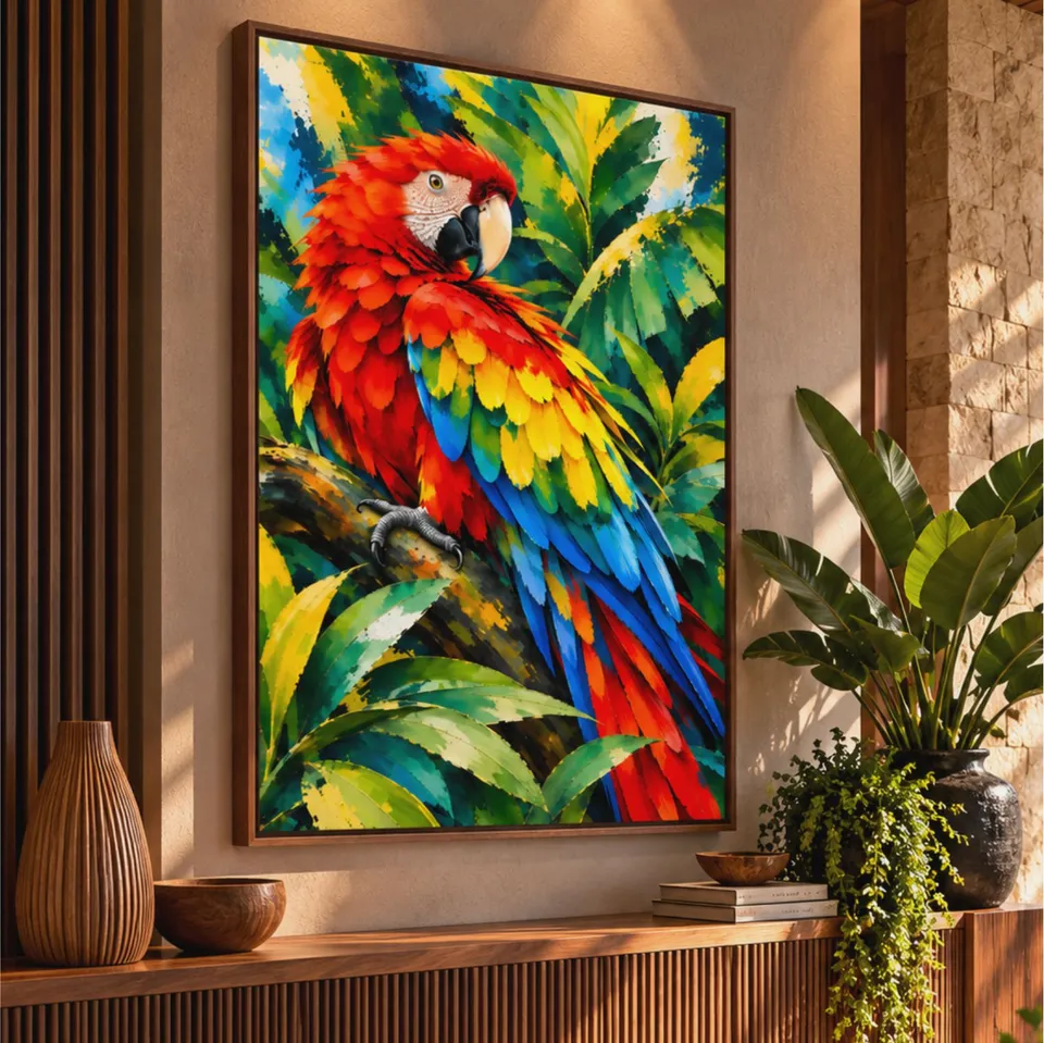 Quadro Arara Encanto Tropical Espírito de Liberdade
