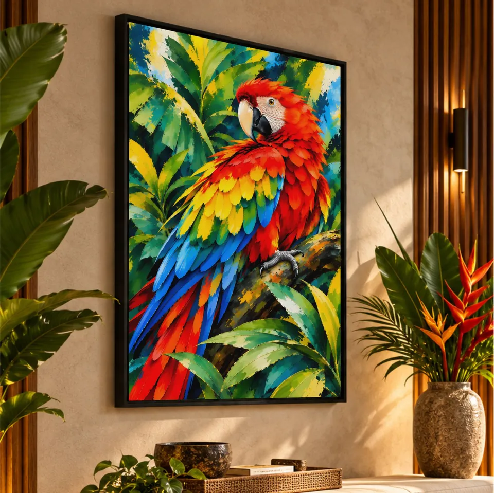 Quadro Arara Encanto Tropical Espírito de Liberdade