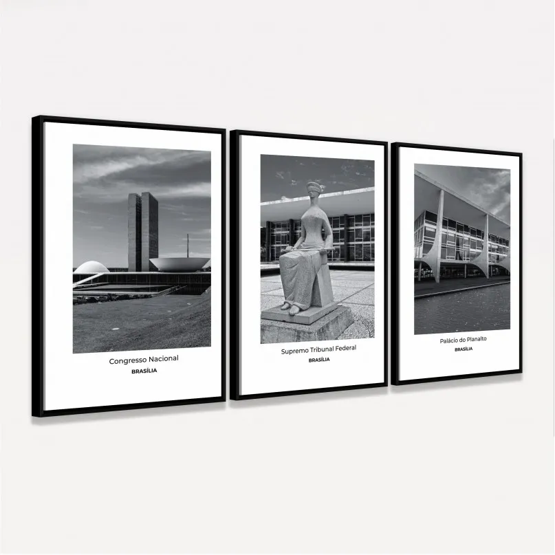 Quadro Trio Brasília Congresso Nacional Preto e Branco Quadro Trio Brasília Congresso Nacional Preto e Branco