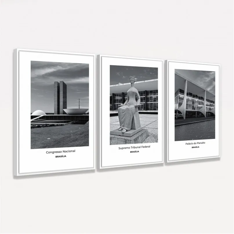 Quadro Trio Brasília Congresso Nacional Preto e Branco Quadro Trio Brasília Congresso Nacional Preto e Branco