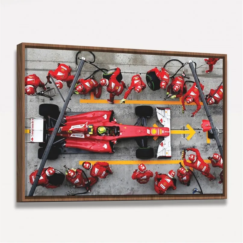 Quadro Decorativo Pit Stop Ferrari F1 Ação e Precisão Quadro Decorativo Pit Stop Ferrari F1 Ação e Precisão