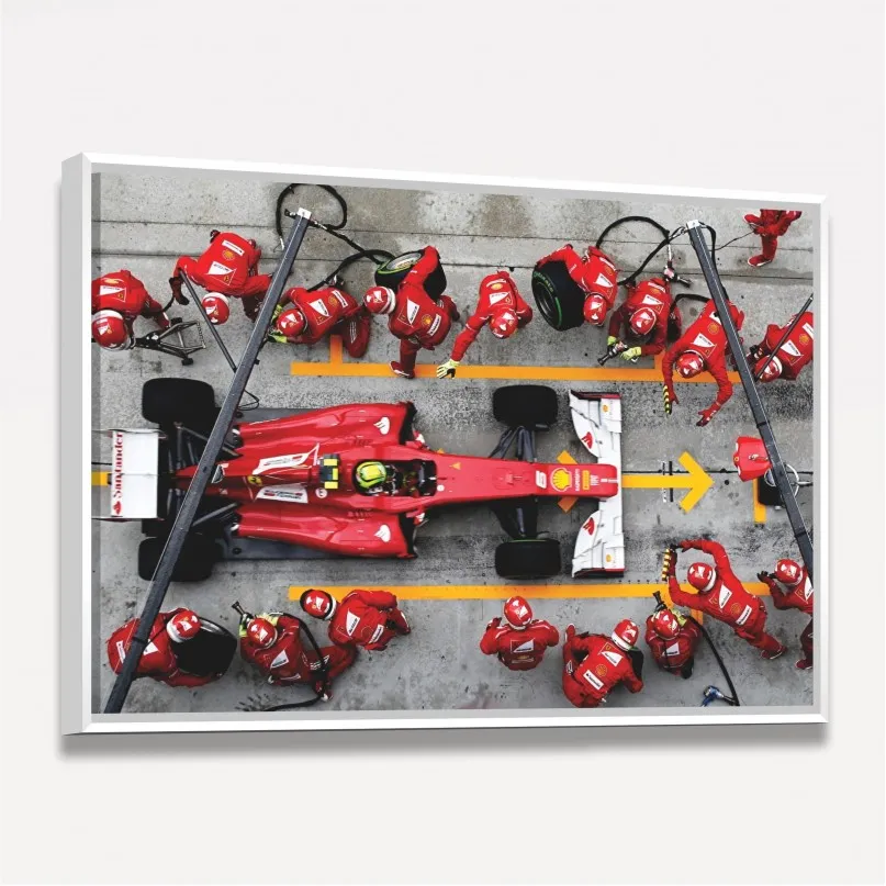 Quadro Decorativo Pit Stop Ferrari F1 Ação e Precisão Quadro Decorativo Pit Stop Ferrari F1 Ação e Precisão