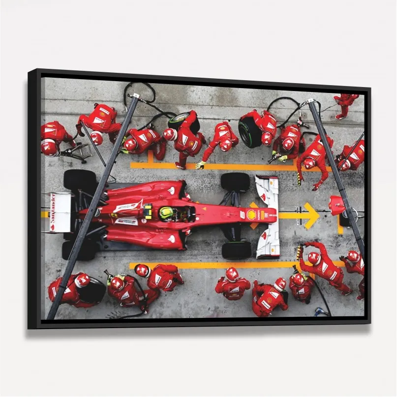 Quadro Decorativo Pit Stop Ferrari F1 Ação e Precisão Quadro Decorativo Pit Stop Ferrari F1 Ação e Precisão