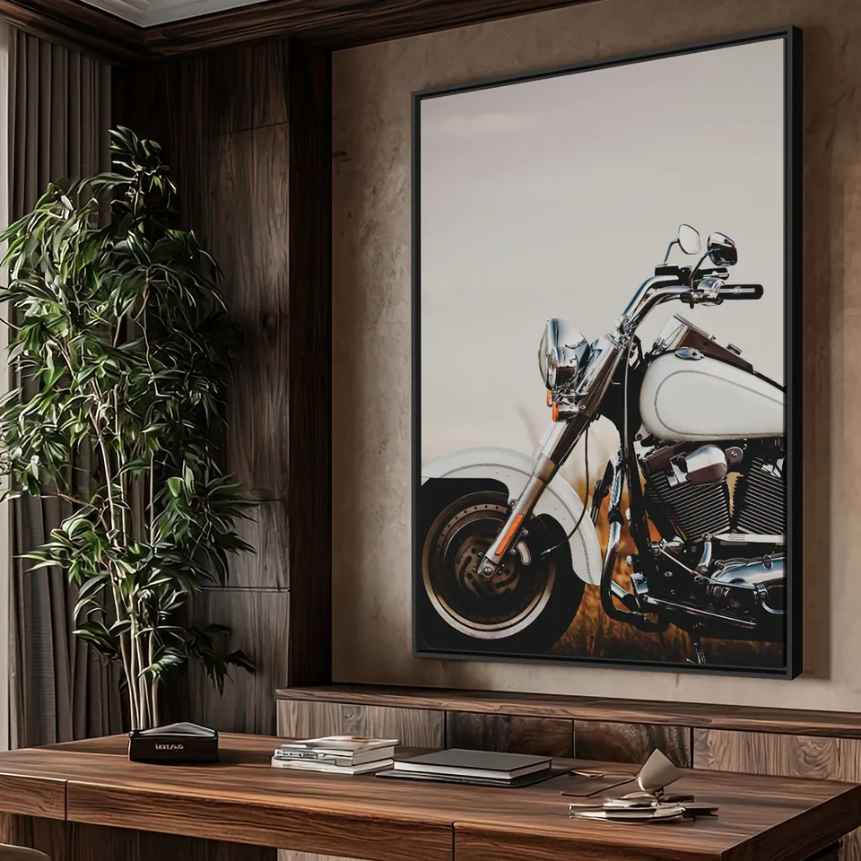 Quadro Moto Retro do Roadster Branca