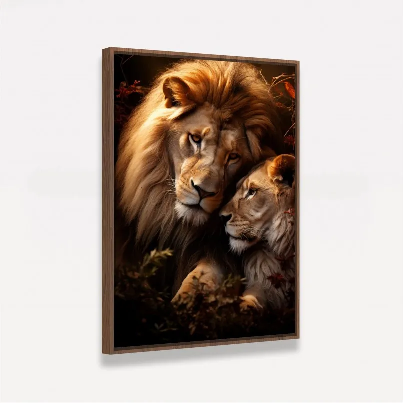 Quadro Casal de Leões Afeto Selvagem Quadro Casal de Leões Afeto Selvagem