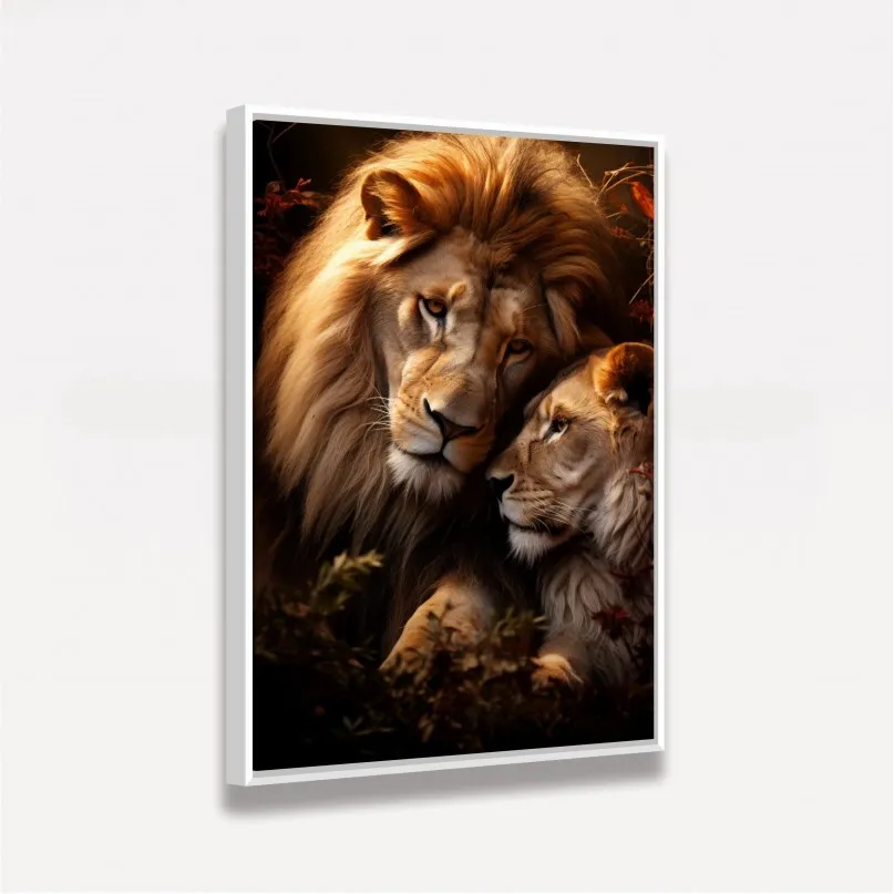 Quadro Casal de Leões Afeto Selvagem Quadro Casal de Leões Afeto Selvagem
