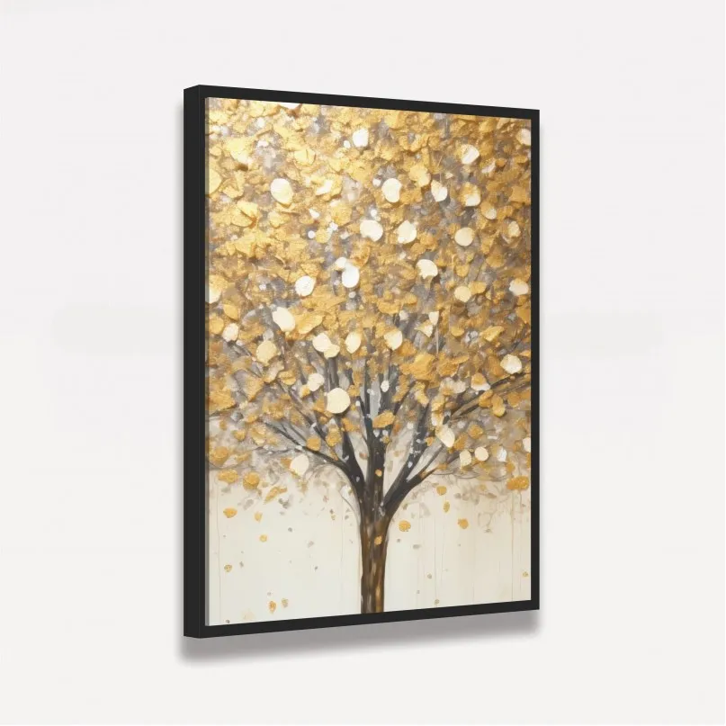 Quadro Abstrato Árvore da Vida Folhagem Dourada Quadro Abstrato Árvore da Vida Folhagem Dourada