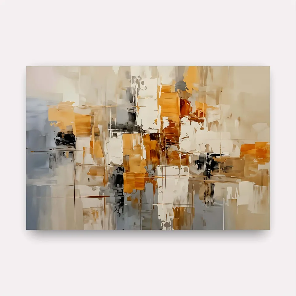 Quadro Equilíbrio Abstrato Arte Moderna Tons Neutros e Quentes - Arte Exclusiva