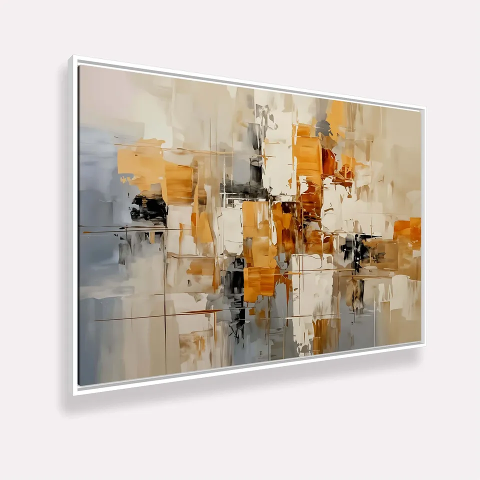 Quadro Equilíbrio Abstrato Arte Moderna Tons Neutros e Quentes - Arte Exclusiva