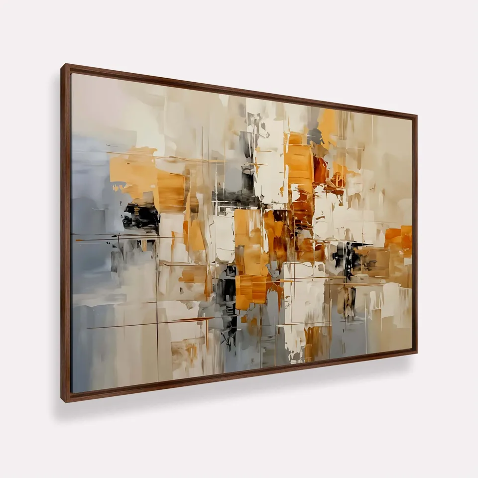 Quadro Equilíbrio Abstrato Arte Moderna Tons Neutros e Quentes - Arte Exclusiva