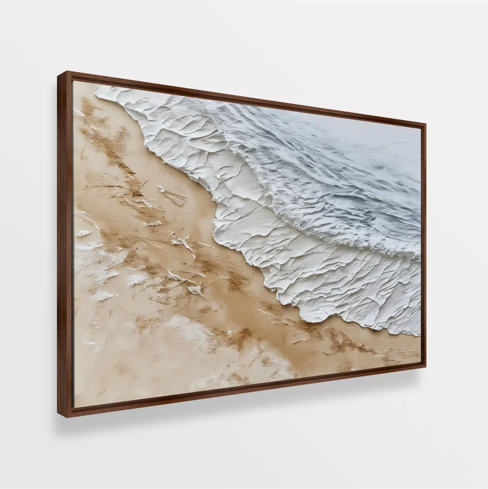 Quadro Abstrato Serenidade Costeira Areia e Mar