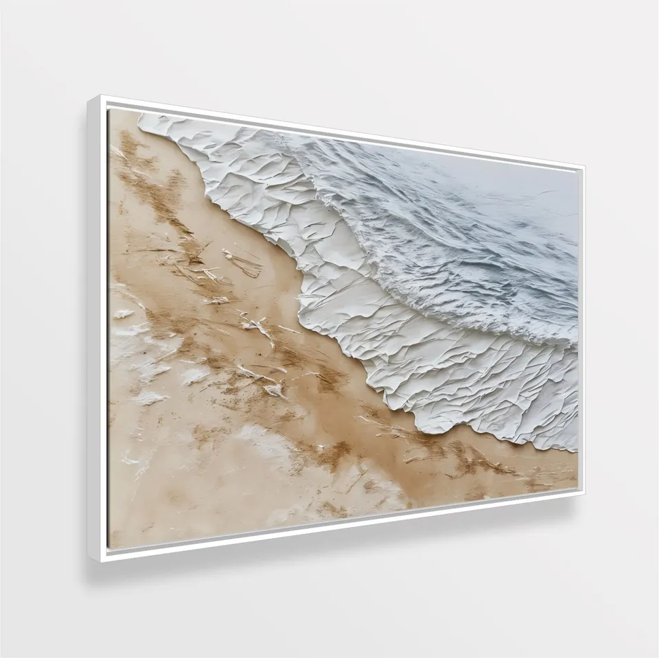 Quadro Abstrato Serenidade Costeira Areia e Mar