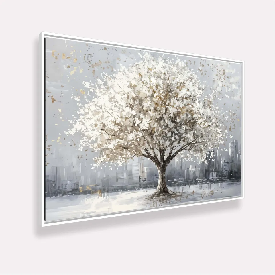 Quadro Árvore da Serenidade Abstrata Elegância em Tons Neutros