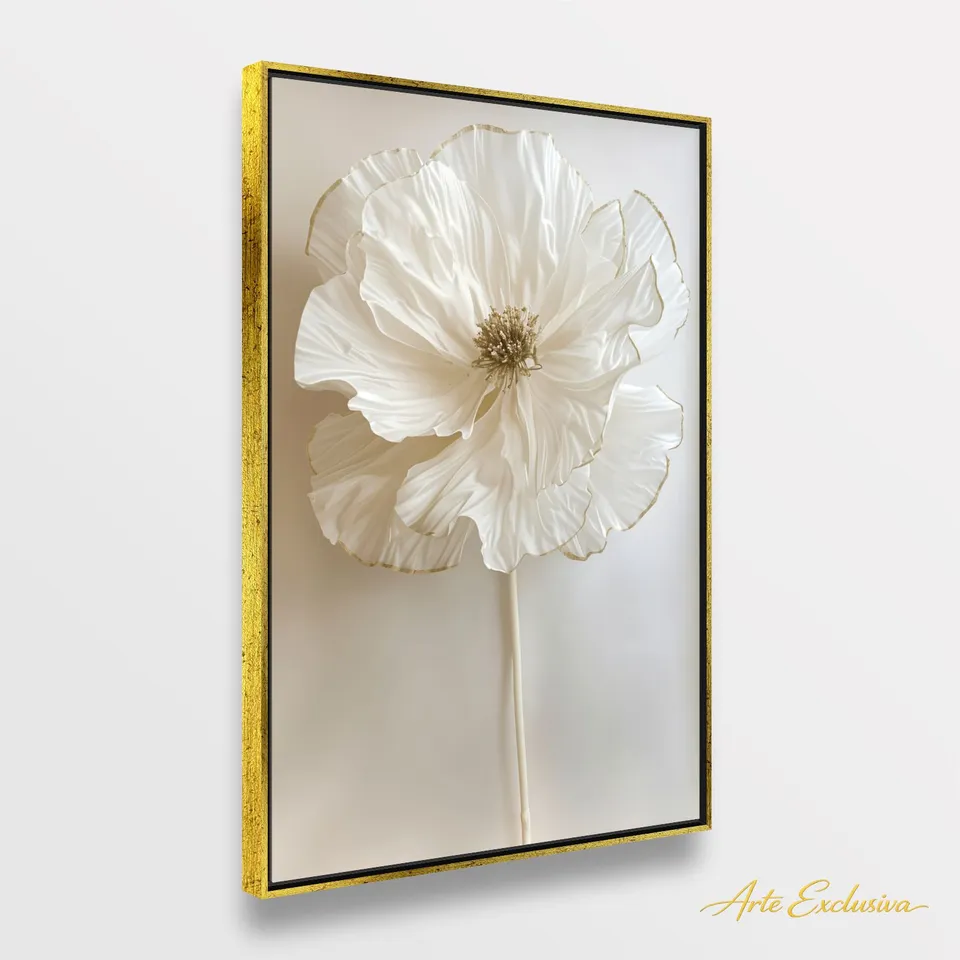 Quadro Flor Pureza Branca Elegância Minimalista