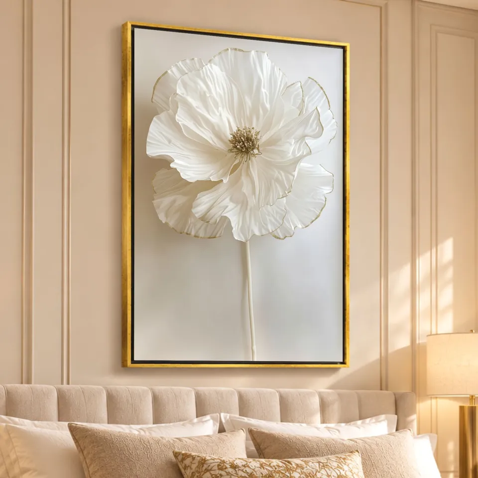 Quadro Flor Pureza Branca Elegância Minimalista