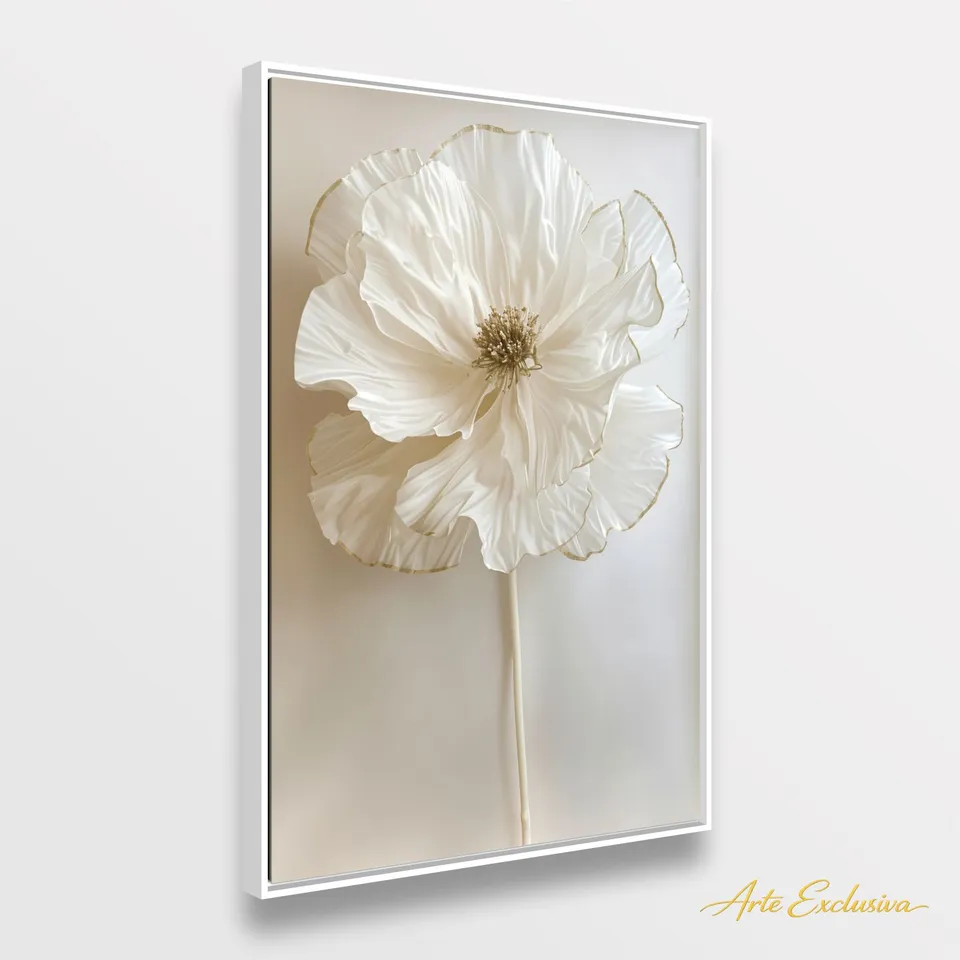 Quadro Flor Pureza Branca Elegância Minimalista