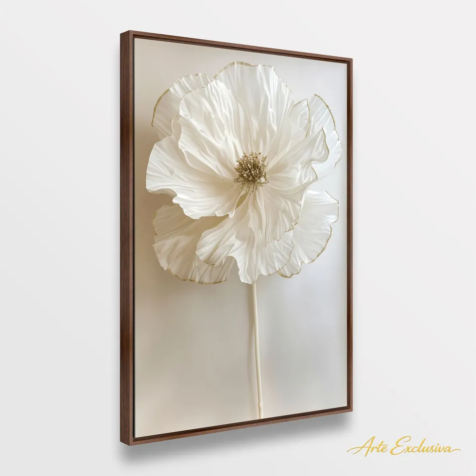 Quadro Flor Pureza Branca Elegância Minimalista