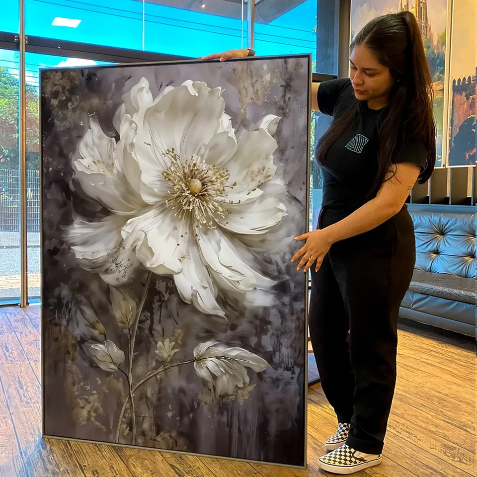 Quadro Peônia Imperial Arte Floral Abstrata Elegante