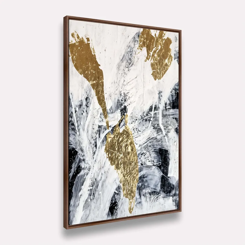 Quadro Elegância Abstrata em Preto Branco e Ouro Quadro Elegância Abstrata em Preto Branco e Ouro
