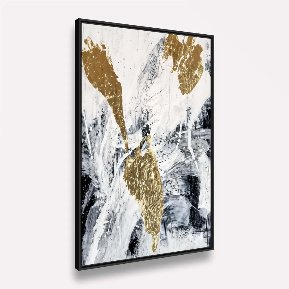 Quadro Elegância Abstrata em Preto Branco e Ouro Quadro Elegância Abstrata em Preto Branco e Ouro
