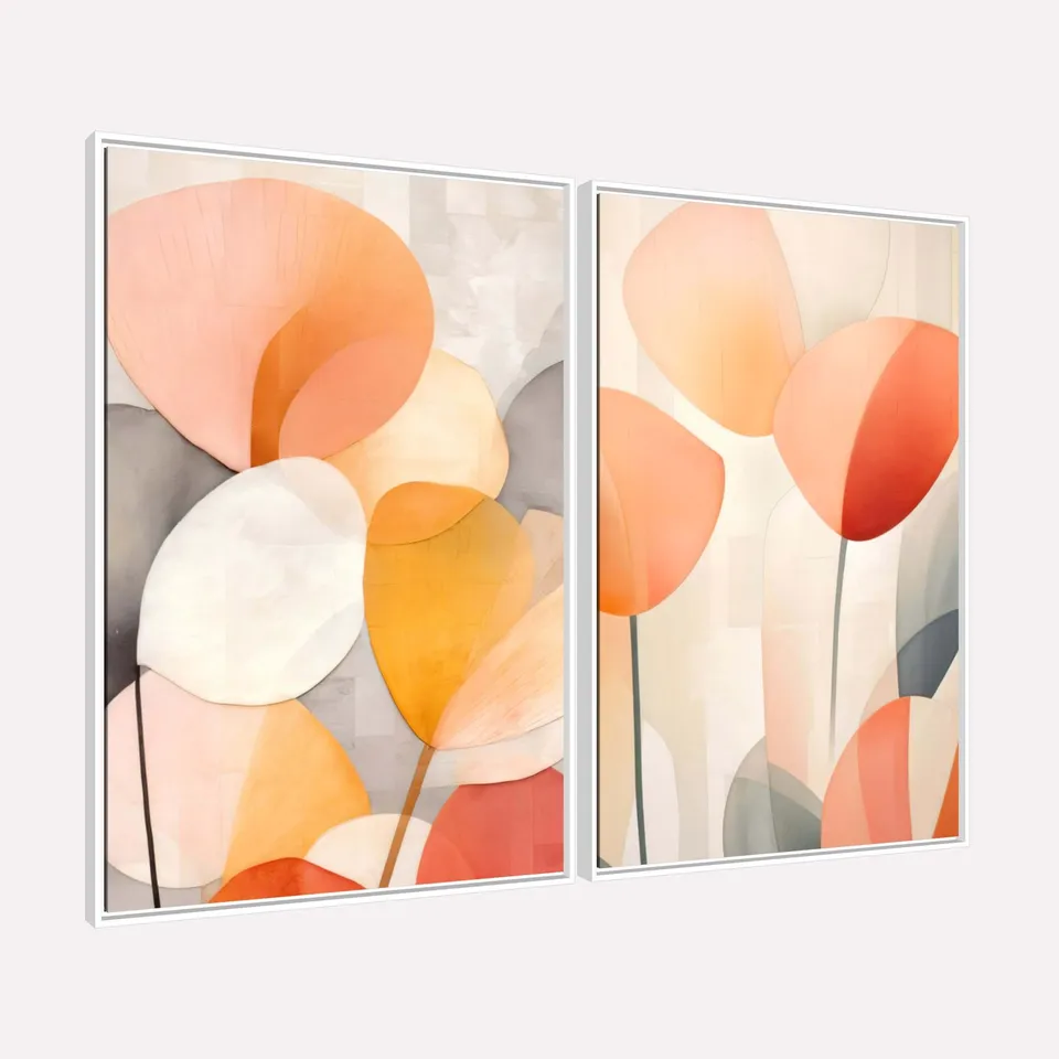 Quadro Formas Florais Tropicais Abstrato Artístico