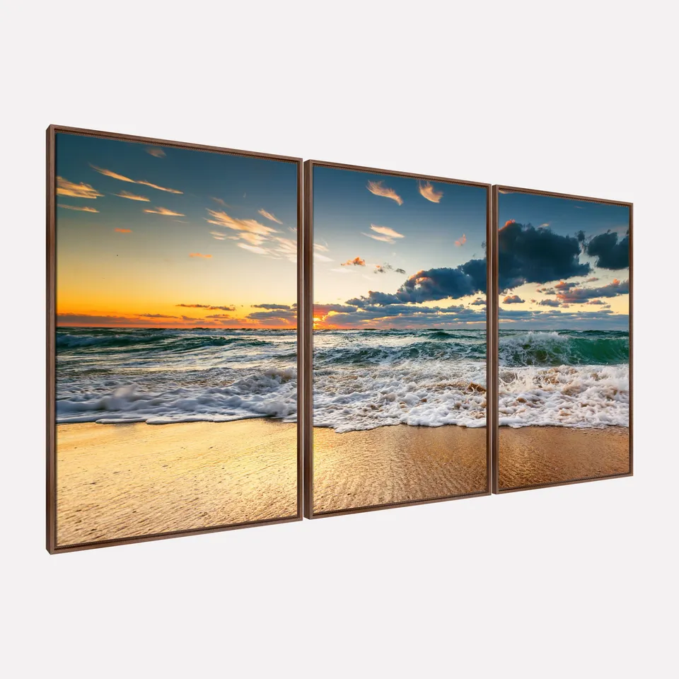 Quadro Paisagem Praia Reflexos de Paz à Beira Mar Quadro Paisagem Praia Reflexos de Paz à Beira Mar