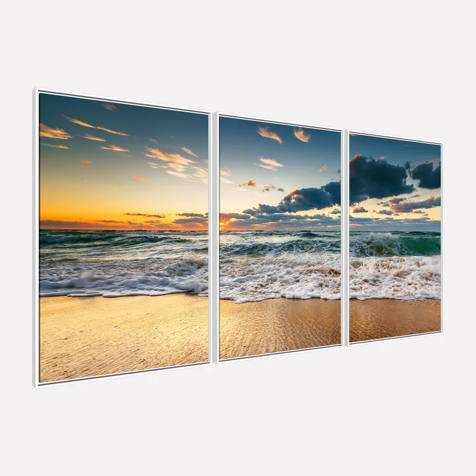 Quadro Paisagem Praia Reflexos de Paz à Beira Mar Quadro Paisagem Praia Reflexos de Paz à Beira Mar
