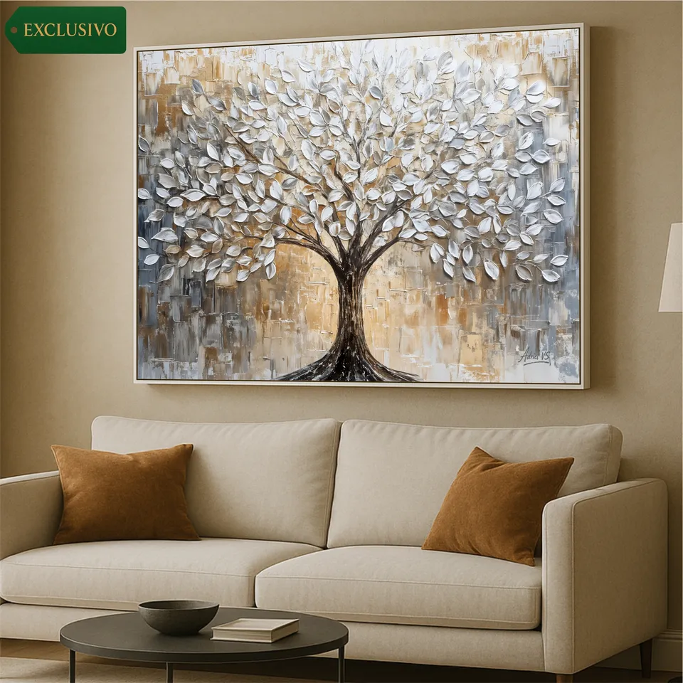 Quadro Abstrato Árvore da Vida Sonhos que Florescem Efeito em Estilo Relevo - Arte Exclusiva