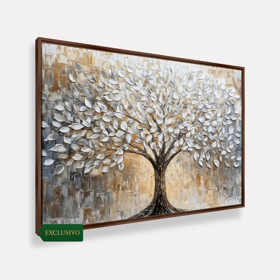 Quadro Abstrato Árvore da Vida Sonhos que Florescem Efeito em Estilo Relevo - Arte Exclusiva