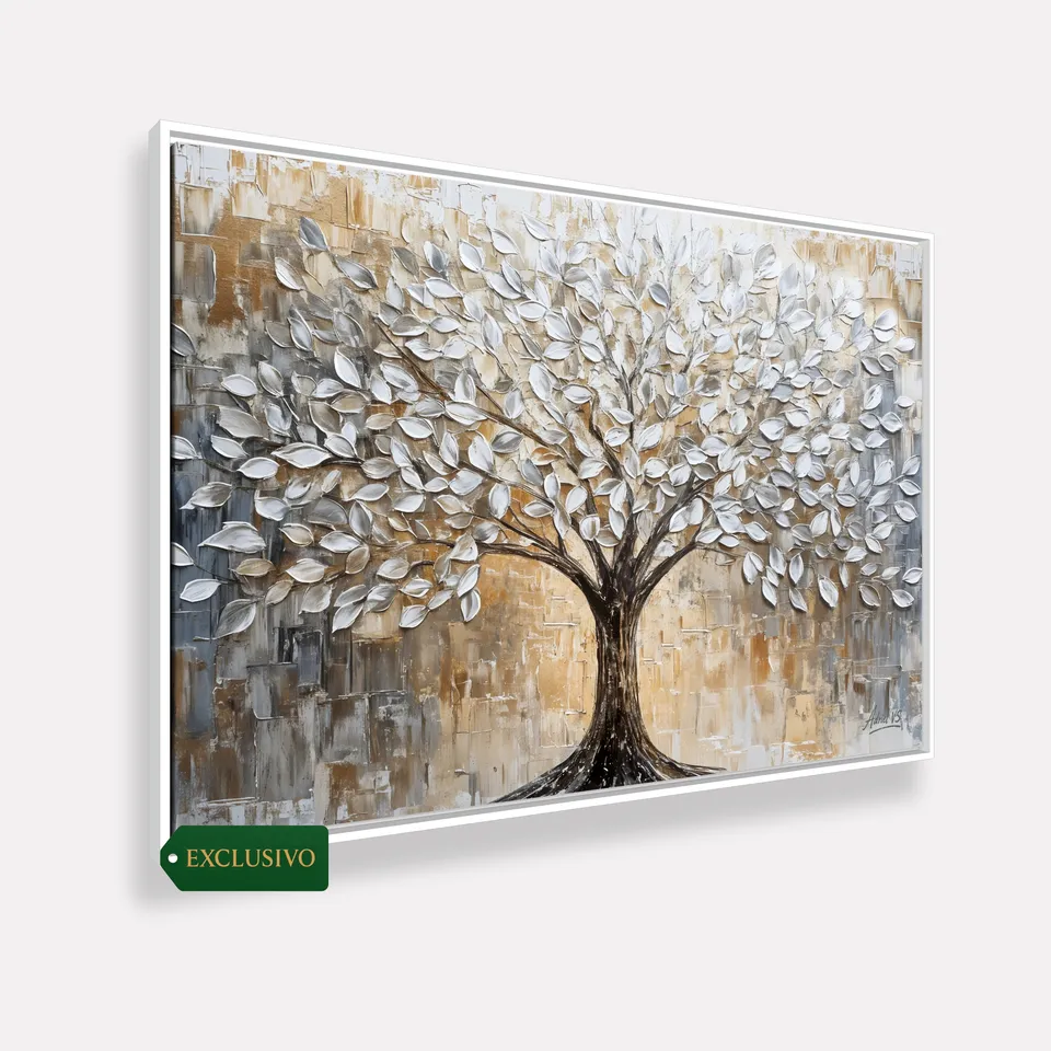 Quadro Abstrato Árvore da Vida Sonhos que Florescem Efeito em Estilo Relevo - Arte Exclusiva
