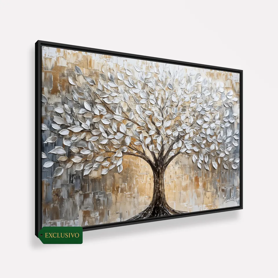 Quadro Abstrato Árvore da Vida Sonhos que Florescem Efeito em Estilo Relevo - Arte Exclusiva