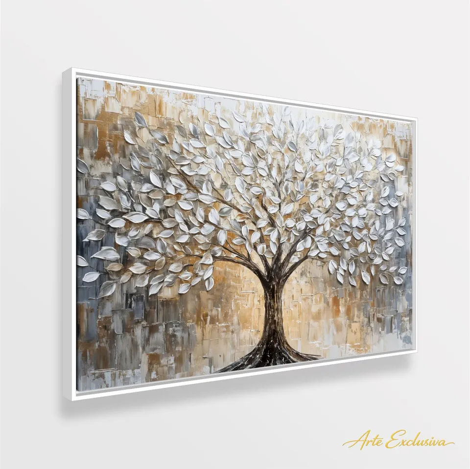 Quadro Abstrato Árvore da Vida Sonhos que Florescem Efeito em Estilo Relevo